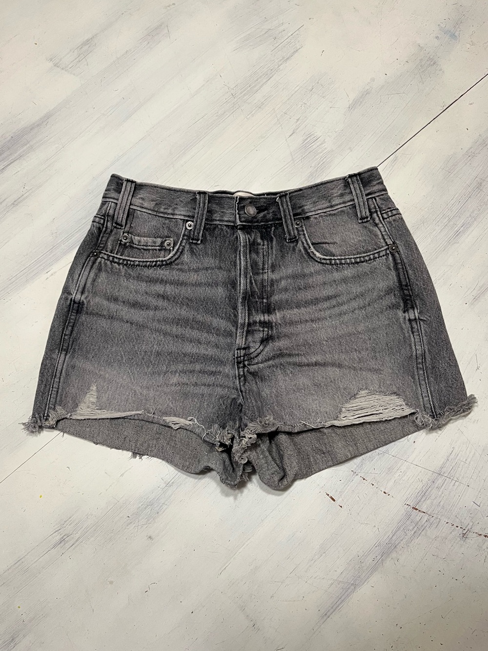 Universal Thread High Rise Cut-Off Mini Shorts Distressed Gray Denim